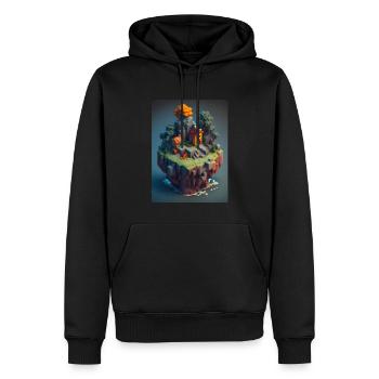 Voxel Fantasie Gaming Zocken Gamer Pixel Block - Männer Premium Bio Hoodie - Schwarz - Vorne - Nico (187cm)