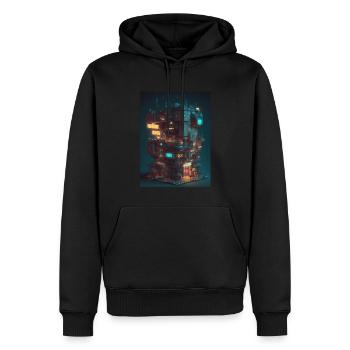 Voxel Vaporwave Neon Futuristisch Fantasie Gaming - Männer Premium Bio Hoodie - Schwarz - Vorne - Nico (187cm)
