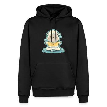 Mouton Agneau Mouton Yoga Méditation Relaxation - Sweat à capuche Premium bio Homme - noir - Devant - Nico (187cm)