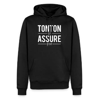 Tonton Qui Déchire Grave Cadeau Super Tonton - Sweat à capuche Premium bio Homme - noir - Devant - Nico (187cm)