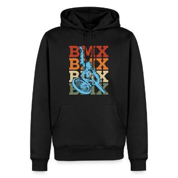 BMX Racing BMX Retro Bicyclette Cycliste - Sweat à capuche Premium bio Homme - noir - Devant - Nico (187cm)