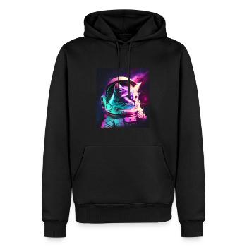 Katze Kätzchen Weltall Astronaut Kosmos Neon - Männer Premium Bio Hoodie - Schwarz - Vorne - Nico (187cm)