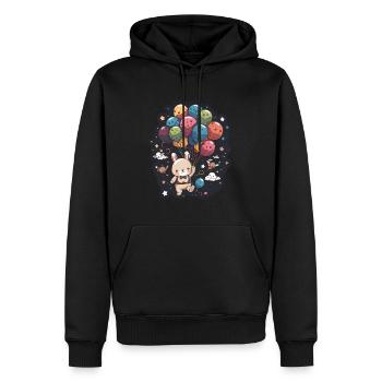 Süßer Hase Mit Luftballons Ostern Weltraum - Männer Premium Bio Hoodie - Schwarz - Vorne - Nico (187cm)