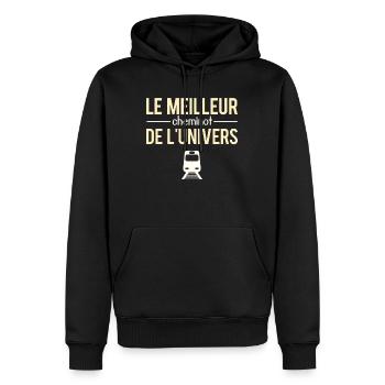 Le Meilleur Cheminot De L'Univers Métier Humour - Sweat à capuche Premium bio Homme - noir - Devant - Nico (187cm)