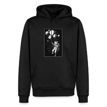 Katze Kätzchen Weltall Astronaut Planet Raumfahrer - Männer Premium Bio Hoodie - Schwarz - Vorne - Nico (187cm)