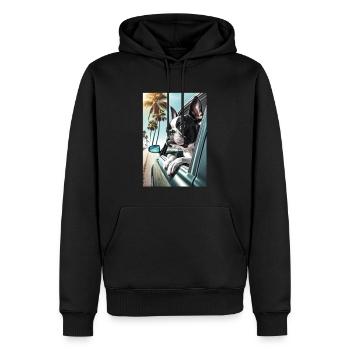 Bosten Terrier Sonnenbrille Strand Palmen Sommer - Männer Premium Bio Hoodie - Schwarz - Vorne - Nico (187cm)