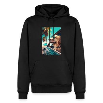 Golden Retriever Sonnenbrille Strand Palmen - Männer Premium Bio Hoodie - Schwarz - Vorne - Nico (187cm)
