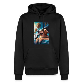 Golden Retriever Sonnenbrille Strand Palmen - Männer Premium Bio Hoodie - Schwarz - Vorne - Nico (187cm)