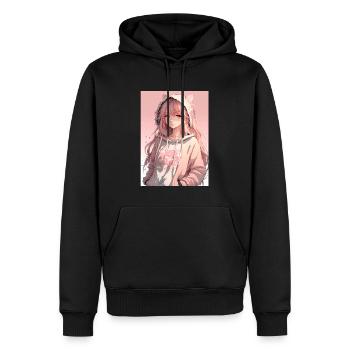 Anime Girl Waifu Japanese Aesthetic Kawaii Otaku - Männer Premium Bio Hoodie - Schwarz - Vorne - Nico (187cm)