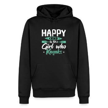 Kayaking Happy est la fille qui fait du canoë - Sweat à capuche Premium bio Homme - noir - Devant - Nico (187cm)