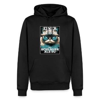 Eines von uns beiden ist schlauer Katze Brille - Männer Premium Bio Hoodie - Schwarz - Vorne - Nico (187cm)