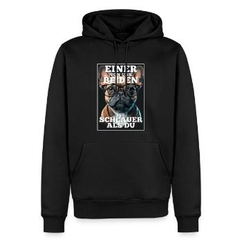 Eines von uns beiden ist schlauer Hund Mops Brille - Männer Premium Bio Hoodie - Schwarz - Vorne - Nico (187cm)