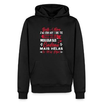Belle mère Cadeau Fête des Mères Enfant Famille - Sweat à capuche Premium bio Homme - noir - Devant - Nico (187cm)