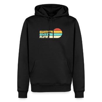 Triathlon Swim Bike Run Retro Training Triathletes - Männer Premium Bio Hoodie - Schwarz - Vorne - Nico (187cm)