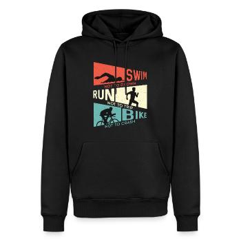 Triathlon Natation Ne Pas Se noyer Course Compétition - Sweat à capuche Premium bio Homme - noir - Devant - Nico (187cm)