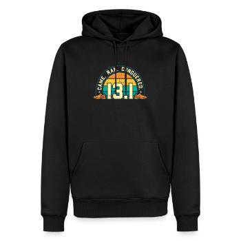 Semi-marathon 13.1 Came Run Retro Track and Field - Sweat à capuche Premium bio Homme - noir - Devant - Nico (187cm)