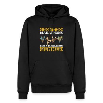 Semi-marathon Je ne fais pas de marathons d’athlétisme - Sweat à capuche Premium bio Homme - noir - Devant - Nico (187cm)