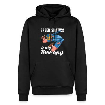 Le patinage de vitesse est ma thérapie Patins à glace courte piste - Sweat à capuche Premium bio Homme - noir - Devant - Nico (187cm)