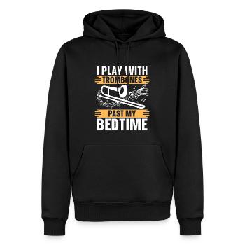 Trombone I joue avec trombones instrument de musique - Sweat à capuche Premium bio Homme - noir - Devant - Nico (187cm)