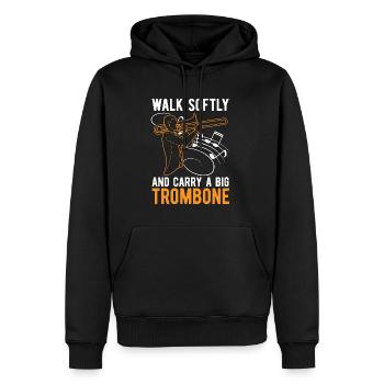 Trombone Walk Softly And Carry Musical Instrument - Männer Premium Bio Hoodie - Schwarz - Vorne - Nico (187cm)