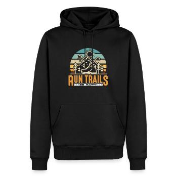 Trail Running Run Trails Be Happy Retro Athletes - Männer Premium Bio Hoodie - Schwarz - Vorne - Nico (187cm)