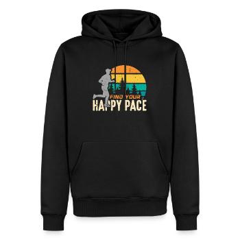 Trail Running Trouvez votre rythme heureux Retro Running - Sweat à capuche Premium bio Homme - noir - Devant - Nico (187cm)