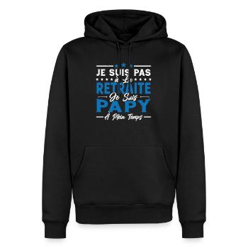 Je ne suis pas retraité je suis papy à plein temps - Sweat à capuche Premium bio Homme - noir - Devant - Nico (187cm)