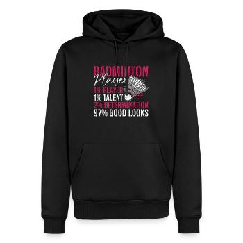 Badminton Player 1% Player 1% Talent Racquet Sport - Männer Premium Bio Hoodie - Schwarz - Vorne - Nico (187cm)