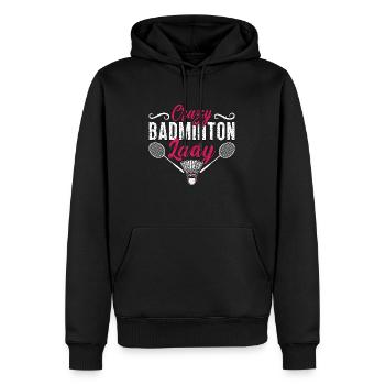 Badminton fou de badminton Lady aime le sport de raquette - Sweat à capuche Premium bio Homme - noir - Devant - Nico (187cm)