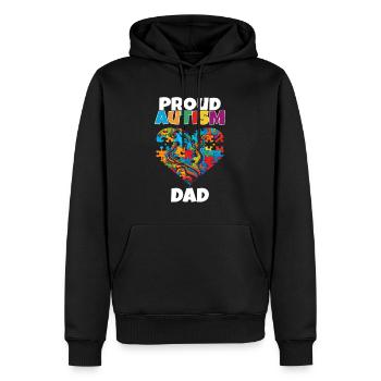 Journée mondiale de l’autisme 2023 Fier papa - Sweat à capuche Premium bio Homme - noir - Devant - Nico (187cm)