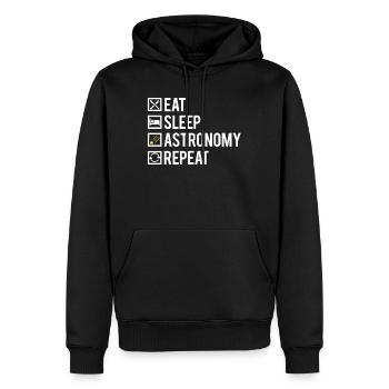 Eat sleep astronomy repeat humour - Sweat à capuche Premium bio Homme - noir - Devant - Nico (187cm)