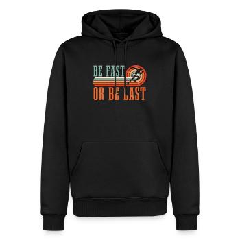 Athlétisme Soyez rapide ou soyez le dernier triathlon rétro - Sweat à capuche Premium bio Homme - noir - Devant - Nico (187cm)