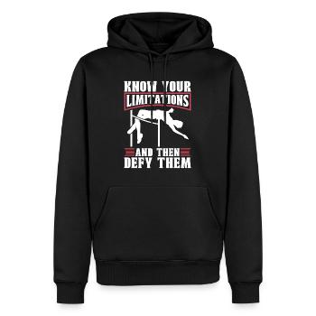 High Jump Know Your Limitations And Long Jump - Männer Premium Bio Hoodie - Schwarz - Vorne - Nico (187cm)