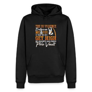 Saut à la perche La différence entre moi et le saut à la perche - Sweat à capuche Premium bio Homme - noir - Devant - Nico (187cm)