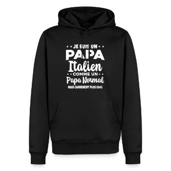 Homme Papa Pizzaiolo Italien Humour Cadeau - Sweat à capuche Premium bio Homme - noir - Devant - Nico (187cm)