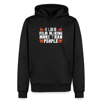 Cinéma J’aime faire plus de film Réalisateur de caméra - Sweat à capuche Premium bio Homme - noir - Devant - Nico (187cm)