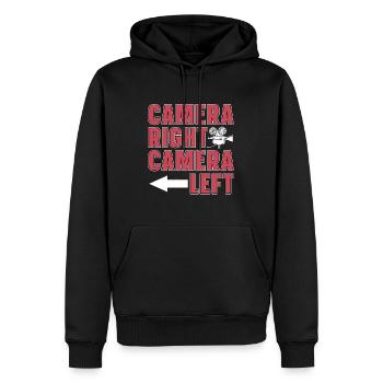 Caméra de tournage Caméra droite Réalisateur de film gauche - Sweat à capuche Premium bio Homme - noir - Devant - Nico (187cm)