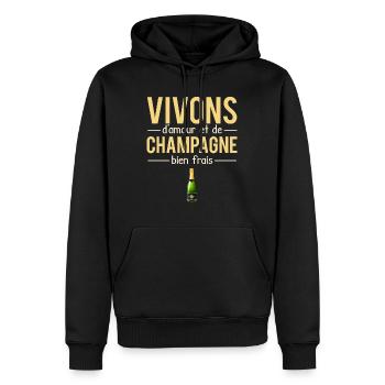 Vivons d'amour blague apéro humour - Sweat à capuche Premium bio Homme - noir - Devant - Nico (187cm)