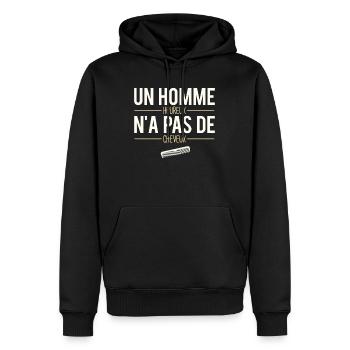 Un Homme Heureux N'a Pas De Cheveux Calvitie - Sweat à capuche Premium bio Homme - noir - Devant - Nico (187cm)