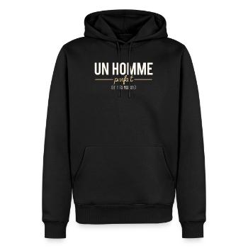 Un Homme Parfait Et Très Modeste Blague Papa - Sweat à capuche Premium bio Homme - noir - Devant - Nico (187cm)