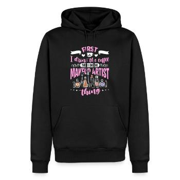 Makeup Artist First I Drink The Coffee Beautician - Männer Premium Bio Hoodie - Schwarz - Vorne - Nico (187cm)
