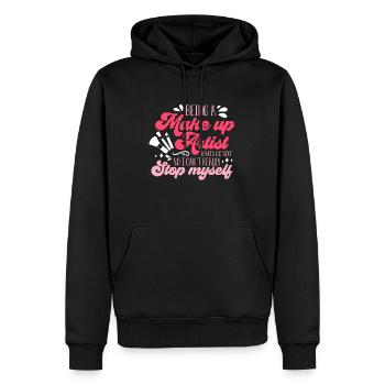 Maquilleur Être un maquilleur Salon de beauté - Sweat à capuche Premium bio Homme - noir - Devant - Nico (187cm)