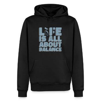 Unicycle Life Is All About Balance Loves One Wheel - Männer Premium Bio Hoodie - Schwarz - Vorne - Nico (187cm)
