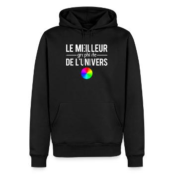 Le meilleur graphiste de l'univers métier humour - Sweat à capuche Premium bio Homme - noir - Devant - Nico (187cm)