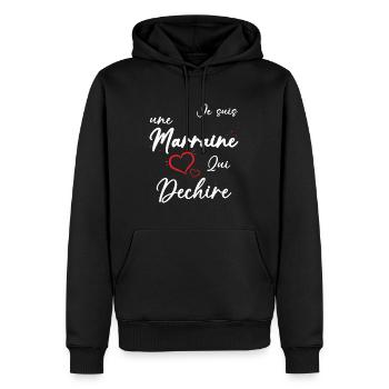 Je suis une Marraine qui Dechire Humour Cadeau - Sweat à capuche Premium bio Homme - noir - Devant - Nico (187cm)