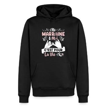 Ma Marraine & Filleule Cadeau Fille Amour - Sweat à capuche Premium bio Homme - noir - Devant - Nico (187cm)