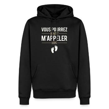 Vous pourrez bientôt m'appeler papa naissance bébé - Sweat à capuche Premium bio Homme - noir - Devant - Nico (187cm)