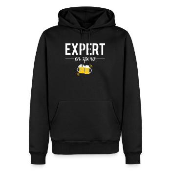 Expert en apéro amateur bière alcool apéro - Sweat à capuche Premium bio Homme - noir - Devant - Nico (187cm)