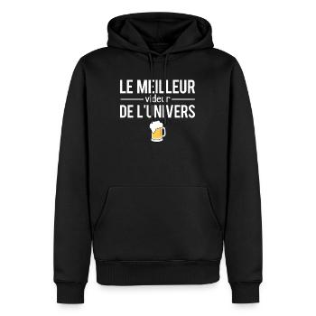 Le meilleur videur de l'univers bière pression - Sweat à capuche Premium bio Homme - noir - Devant - Nico (187cm)