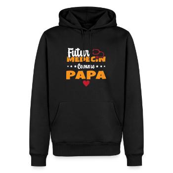 Futur Médecin Comme Papa Humour Docteur - Sweat à capuche Premium bio Homme - noir - Devant - Nico (187cm)